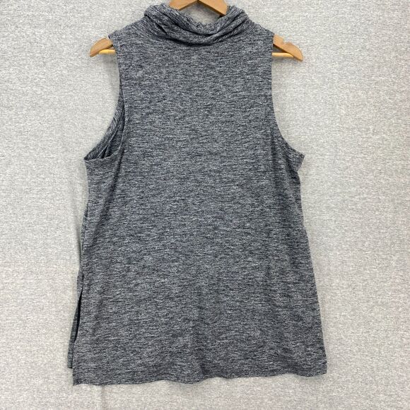 Aerie Shirt Womens Large Gray Sleeveless Drawstring Cowl Neck Split Sides Comfy - Picture 3 of 12